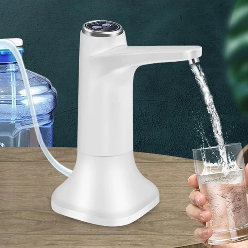 Elektriskie Ūdens Pudeli Sūknis ar Bāzes USB Ūdens Padeves Pārnēsājamas Automātiskās Ūdens Sūkņa Spaini Pudeļu Dozatoru - Melna